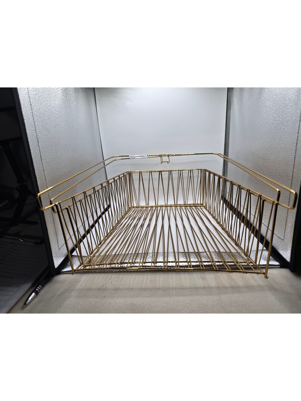 Set of 2 IKEA KALLAX Gold Wire Shelf Basket Inserts Brass Color